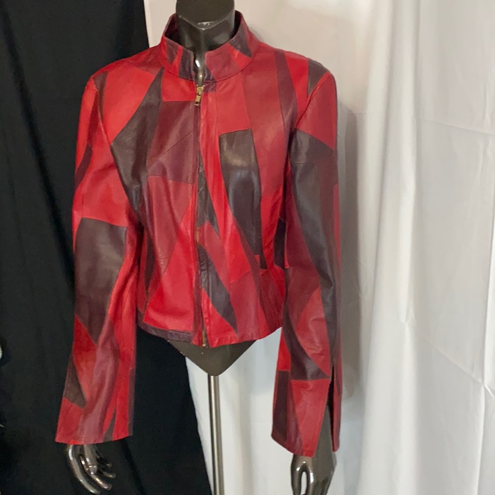Vintage leather patchwork jacket by Kryos Paris. Extremely rare.